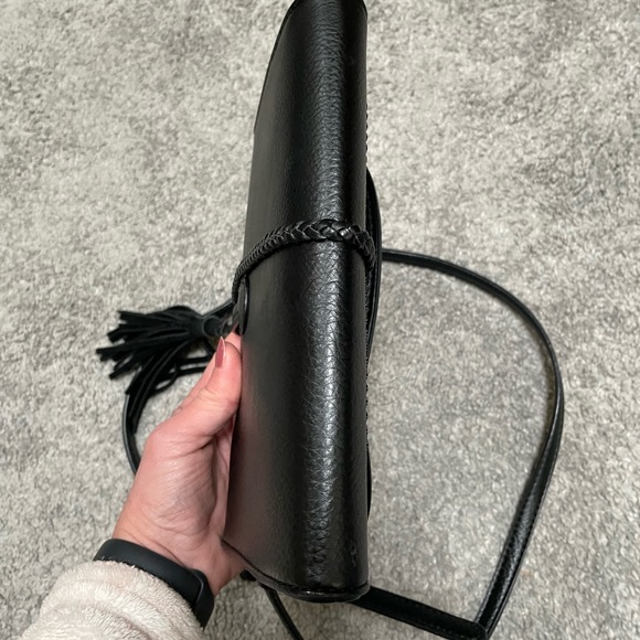 Antik Kraft Black Leather Cross Body Purse Sassy Clutch - Picture 10 of 11